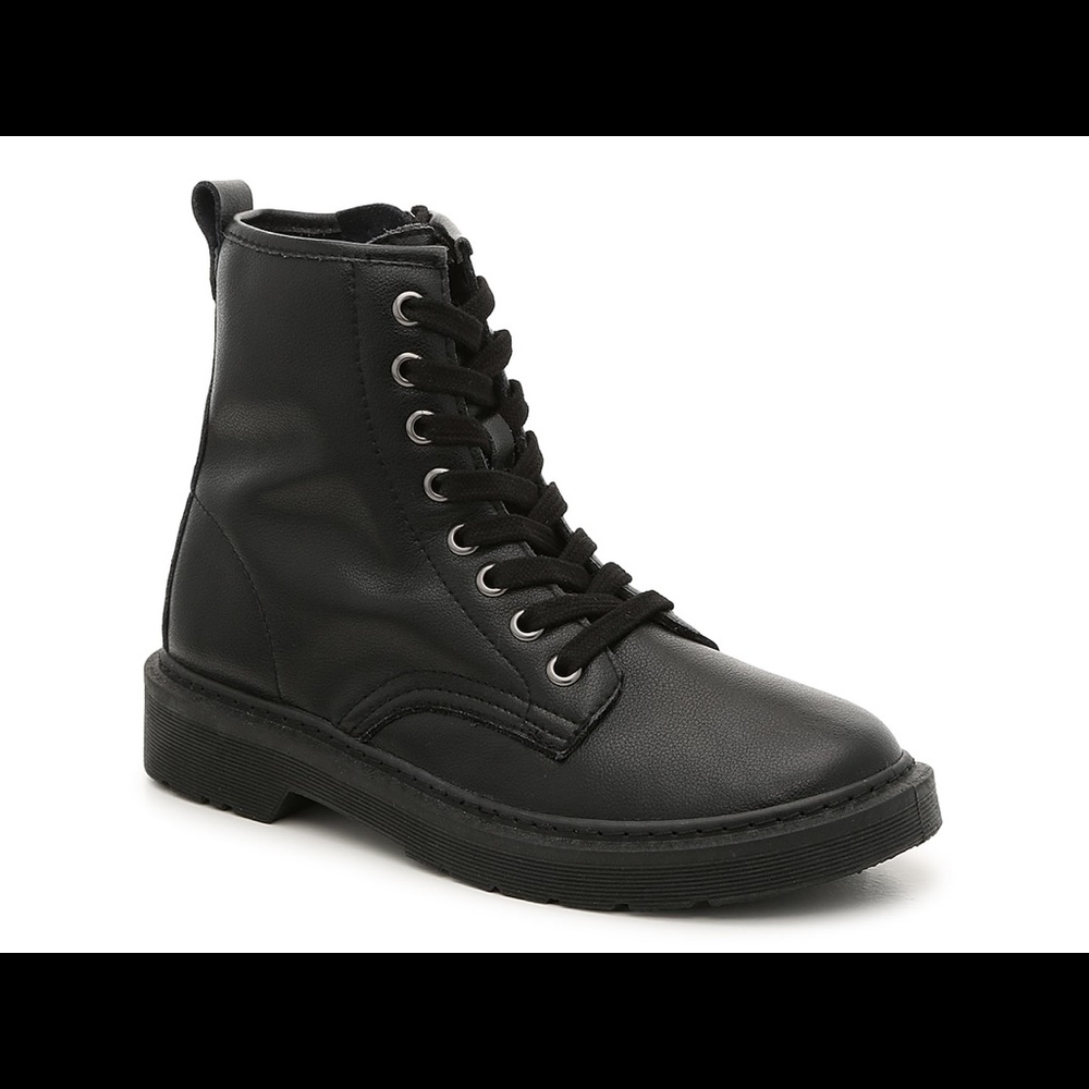 Steve Madden Cole Black Leather Combat Boots 8